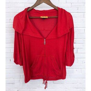 ST. JOHN SPA Women's Viscose Full Zip Lounge Top 3/4 Sleeve Red P (2)